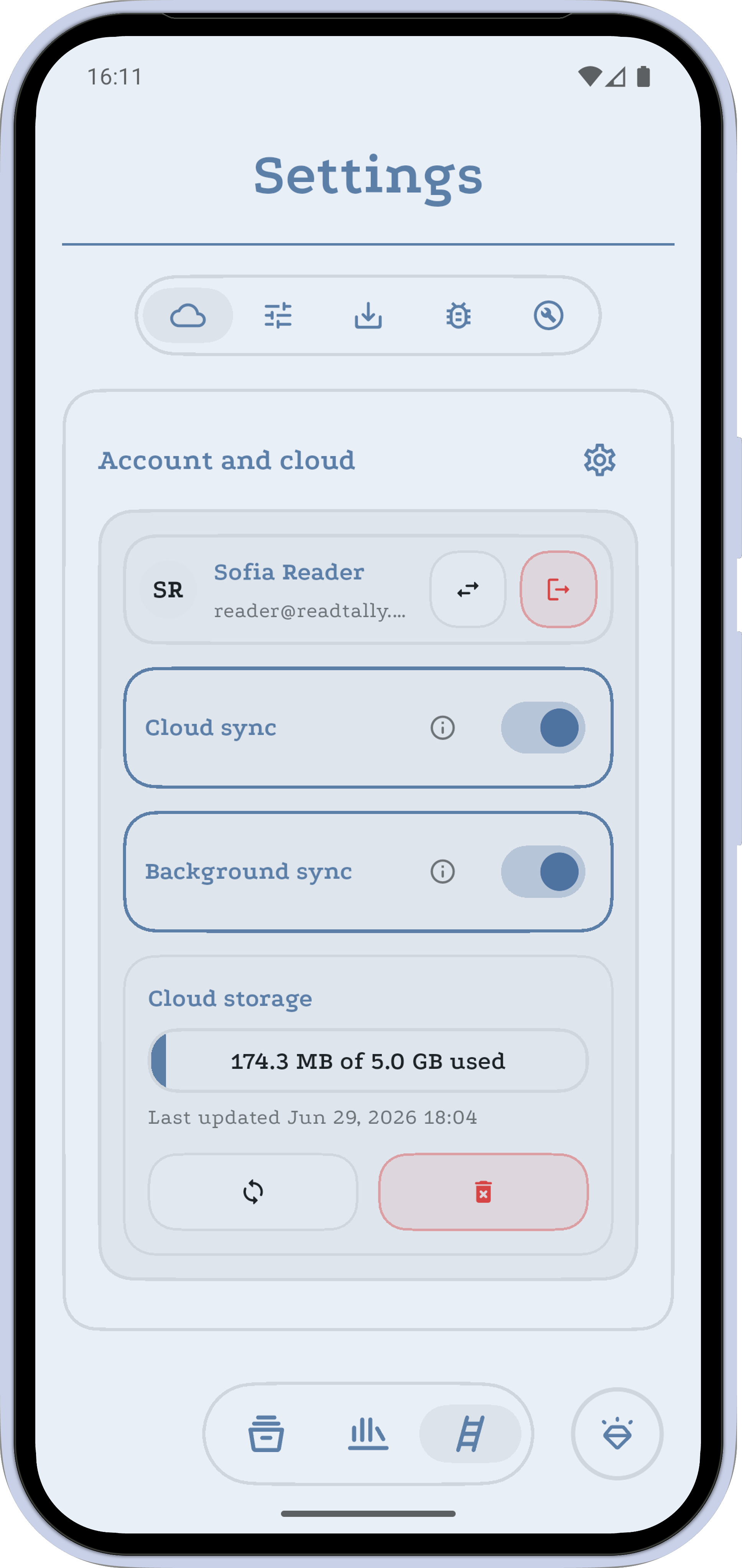 ReadTally Cloud settings