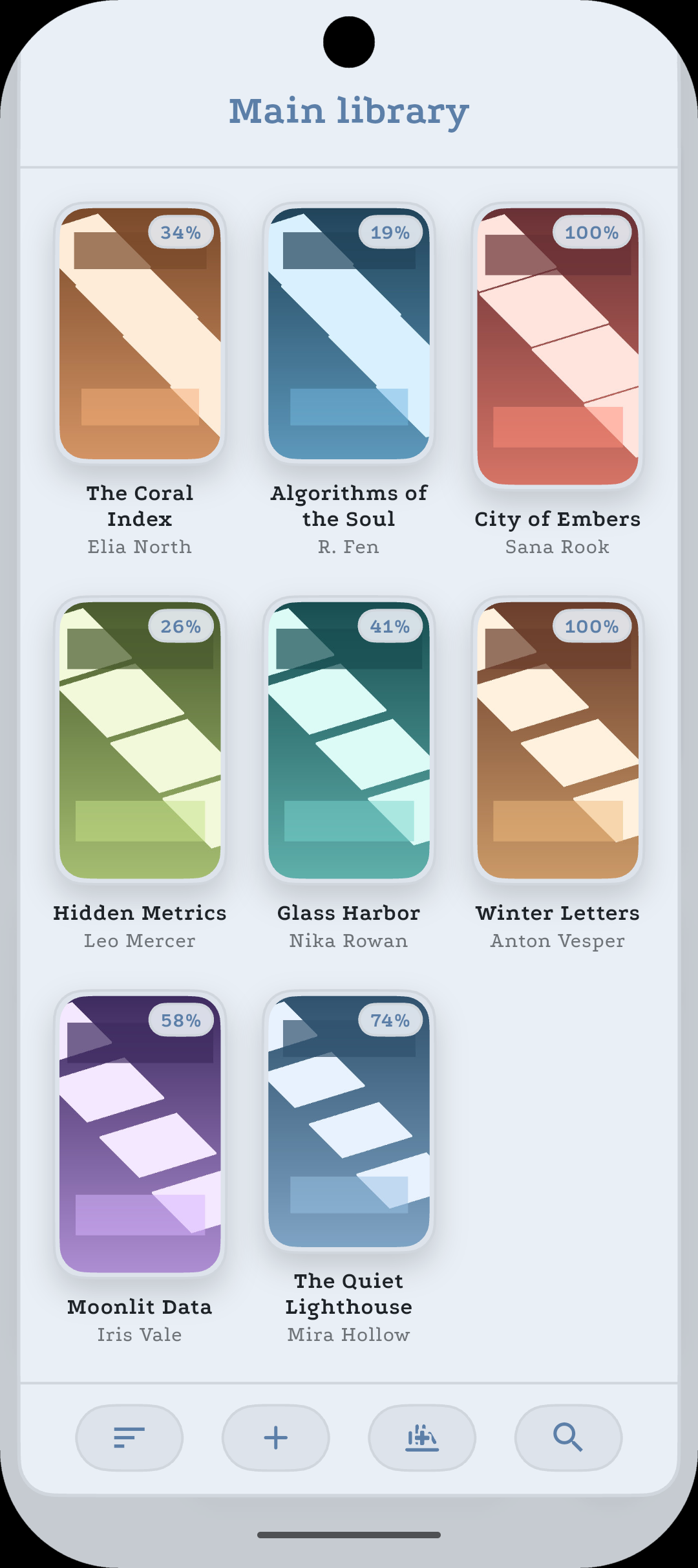 ReadTally library grid screen